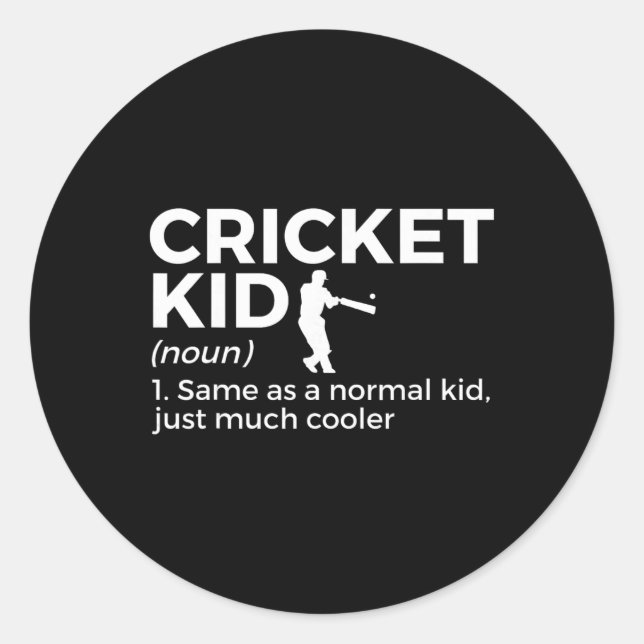 Adesivo Redondo Funny Cricket Kid Definition  (Frente)