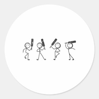 Adesivo Redondo Funny Cricket Stick Figure Funny Cricket Player
