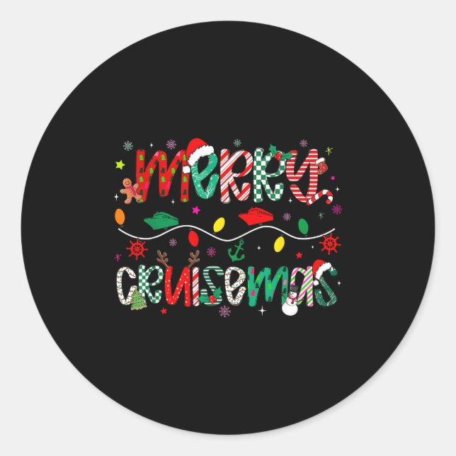 Adesivo Redondo Funny Cruise Lover Merry Cruisemas Christmas Famil (Frente)