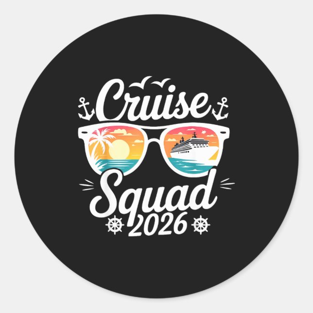 Adesivo Redondo Funny Cruise Squad 2026 Summer Vacation Matching F (Frente)