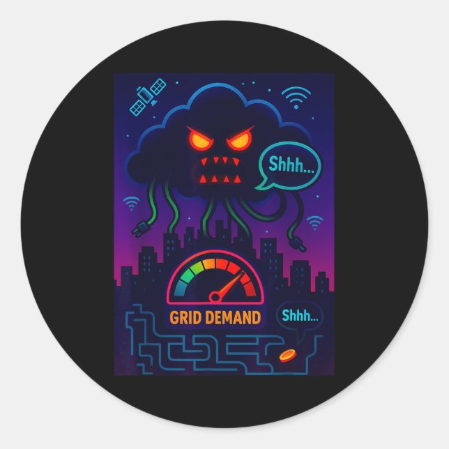 Adesivo Redondo Funny Crypto Energy Environmental Satire Gift  (Frente)