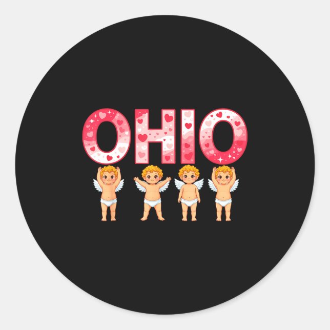 Adesivo Redondo Funny Cud Ohio Midwestern Party O-h-i-o In Valenti (Frente)