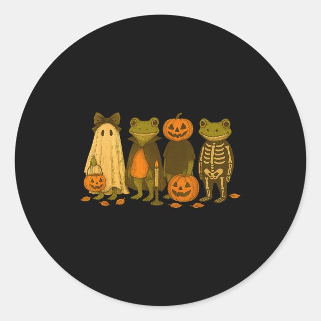 Adesivo Redondo Funny Cute Frog Halloween Costumes  (Frente)