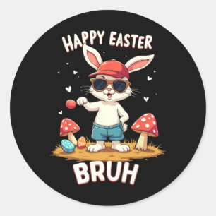 Adesivo Redondo Funny Dabbing Bunny Felz pascoa Bruh