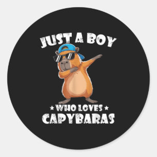Adesivo Redondo Funny Dabbing Capybara Vestindo o Hat Amante de os