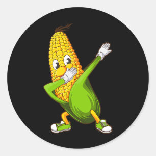Adesivo Redondo Funny Dabbing Corn Gift Cut Dancing Farms Homens W