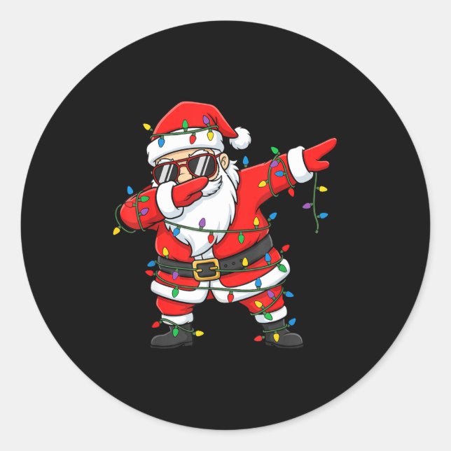 Adesivo Redondo Funny Dabbing Santa Xmas Lights Men Boys Girls Chr (Frente)