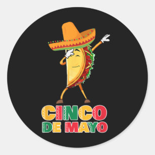 Adesivo Redondo Funny Dabbing Taco Sombrero Kids Party Fiesta Cinc