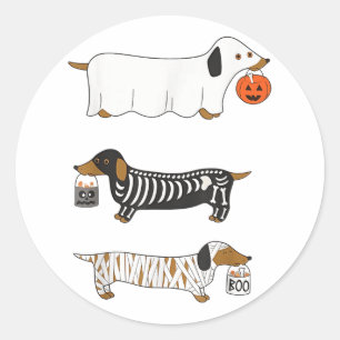 Adesivo Redondo Funny Dachshund Ghost Halloween Soky Season Weenie