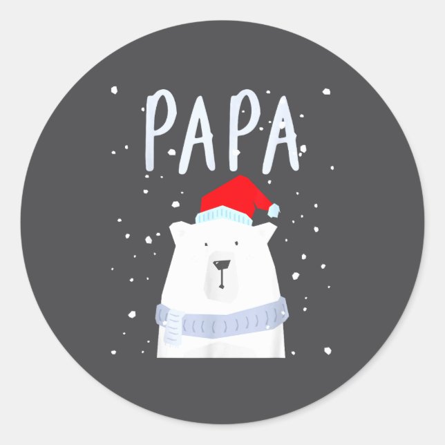 Adesivo Redondo Funny Dad Bear Christmas Saint Hat Couples Family  (Frente)