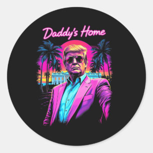 Adesivo Redondo Funny Daddys Casa Branca Trump Rosa 2024