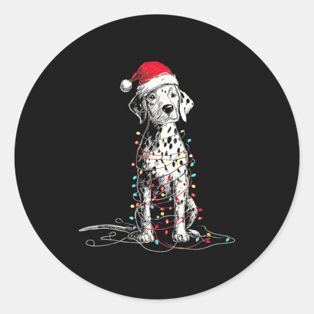 Adesivo Redondo Funny Dalmatian Christmas Graphics Dog Lights Love (Frente)