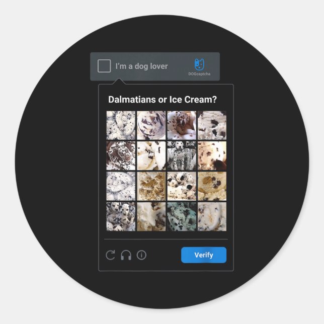 Adesivo Redondo Funny Dalmatian Or Ice Cream Meme Dog Mom Dog Dad  (Frente)