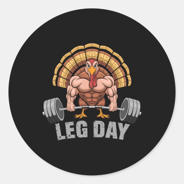 Adesivo Redondo Funny Deadlifting Turkey Leg Day Thanksgiving Dead (Frente)