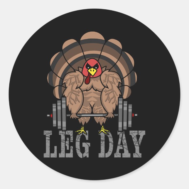 Adesivo Redondo Funny Deadlifting Turkey Thanksgiving Leg Day Dead (Frente)