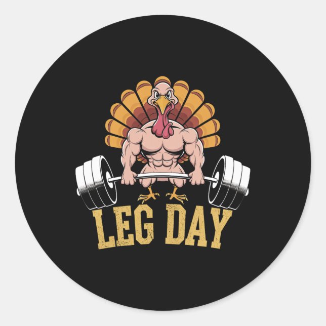 Adesivo Redondo Funny Deadlifting Turkey Thanksgiving Leg Day Dead (Frente)