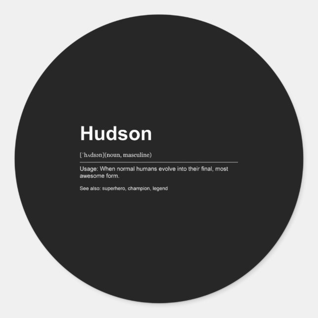 Adesivo Redondo Funny Definition Quote For The Name Hudson _  (Frente)