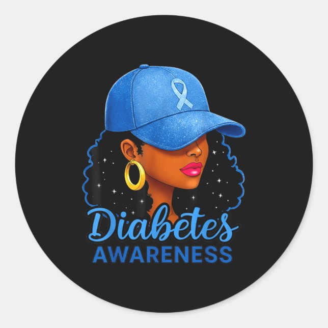Adesivo Redondo Funny Diabetes Awareness Month Black Women  (Frente)