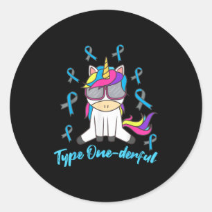 Adesivo Redondo Funny Diabetic Unicorn Type One Maravilhoso Type 1