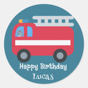 Adesivo Redondo Funny Dino aciona o motor de fogo de volta à escol