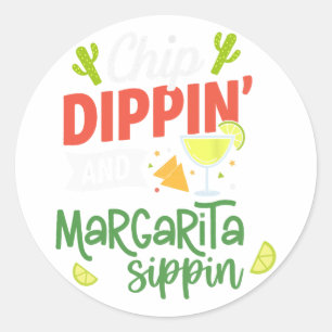 Adesivo Redondo Funny Dippin' E Margarita Sippin Cinco De Mayo