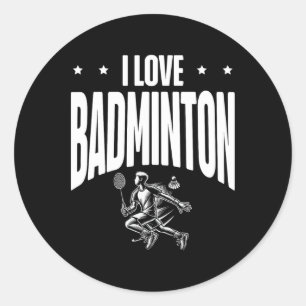 Adesivo Redondo Funny Dminton Player Love Shuttle Design 7