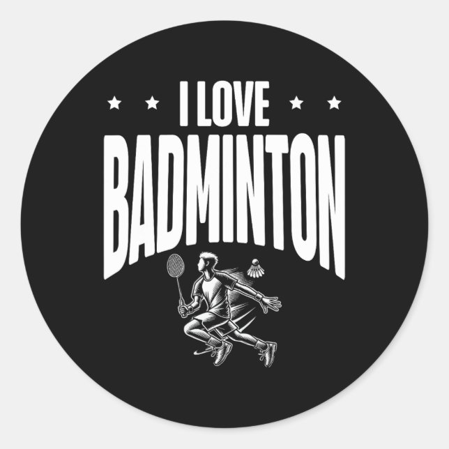 Adesivo Redondo Funny Dminton Player Love Shuttle Design 7 (Frente)