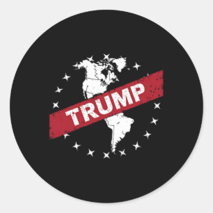 Adesivo Redondo Funny Donald Trump American Flag Canadá