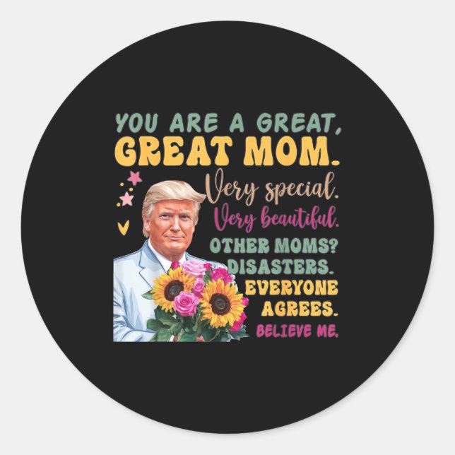 Adesivo Redondo Funny Donald Trump Mothers Day Hold Flower Funny Q (Frente)