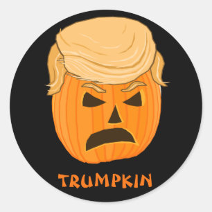 Adesivo Redondo Funny Donald Trumpkin Pumpkin Jack-o-lantern