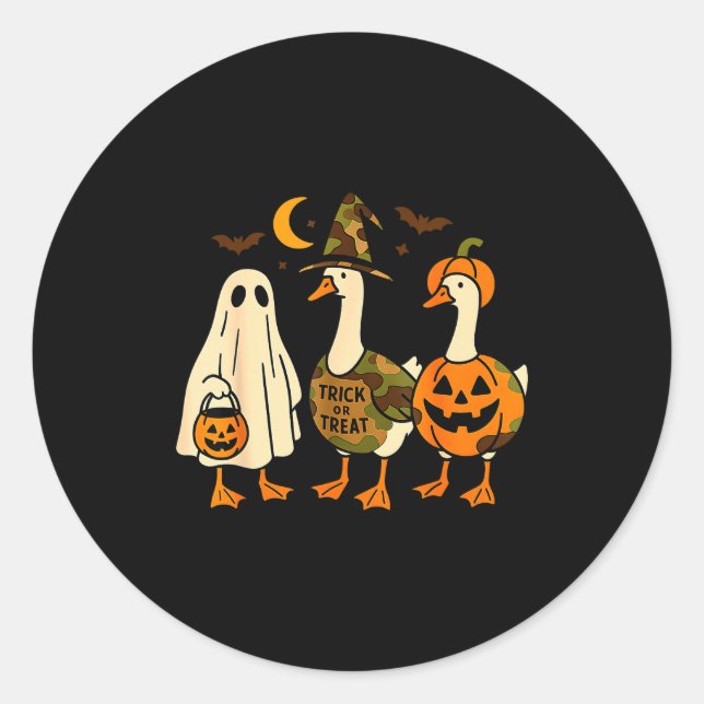 Adesivo Redondo Funny Duck Duck Boo Halloween Costume Duck  (Frente)