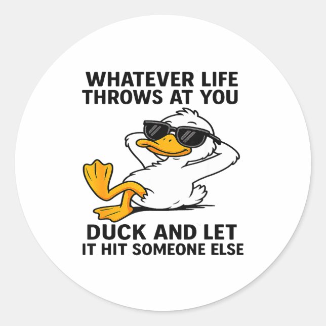 Adesivo Redondo Funny Duck Graphic Men Women Funny Quote  (Frente)