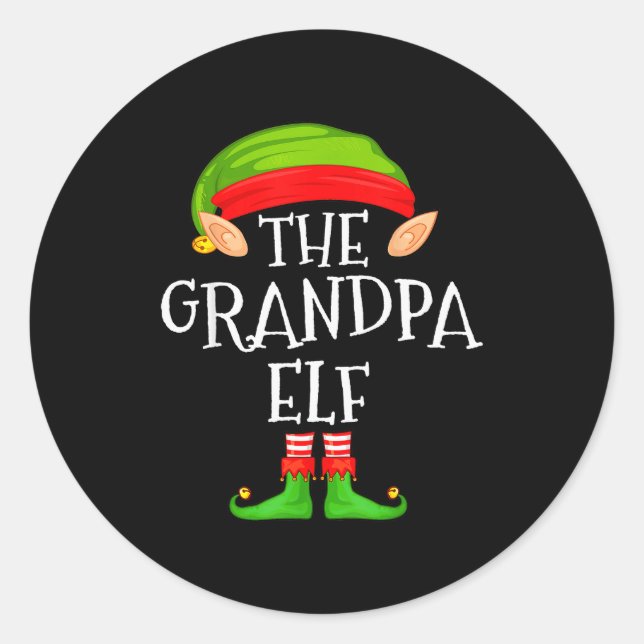 Adesivo Redondo Funny Elf Family Christmas Grandpa Elf Sweater Mat (Frente)