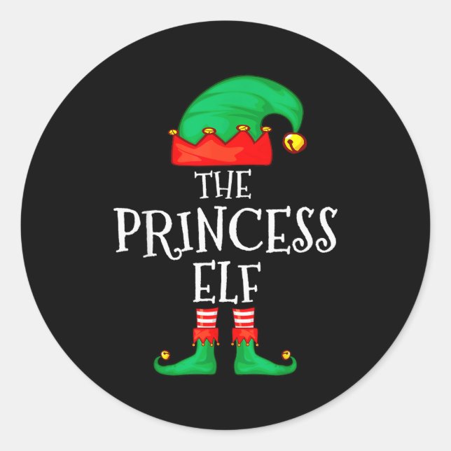 Adesivo Redondo Funny Elf Family Christmas Princess Elf Sweater Me (Frente)