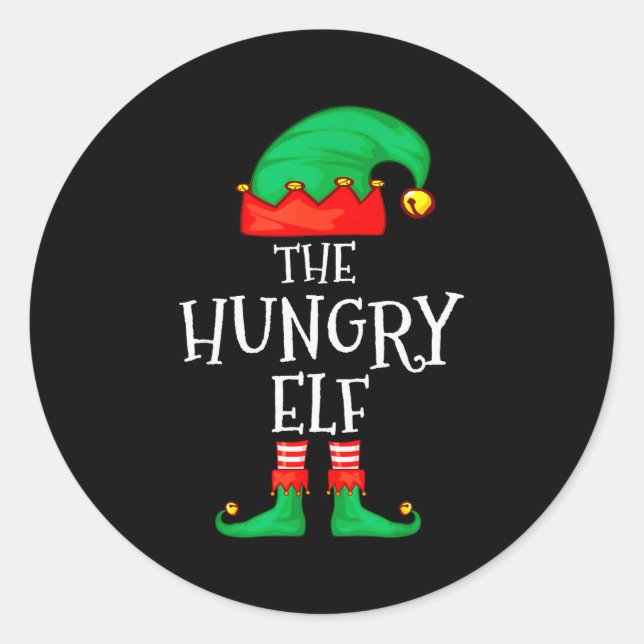 Adesivo Redondo Funny Elf Family Christmas The Hungry Elf Sweater  (Frente)