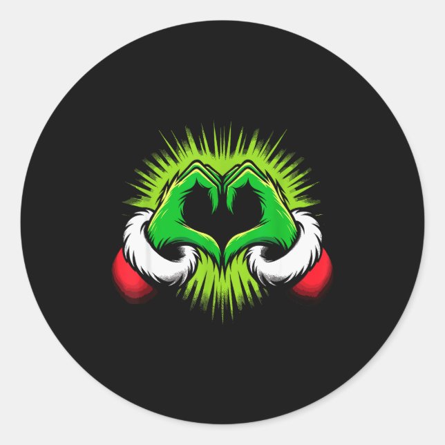 Adesivo Redondo Funny Elf Heart Hands Love Christmas  (Frente)