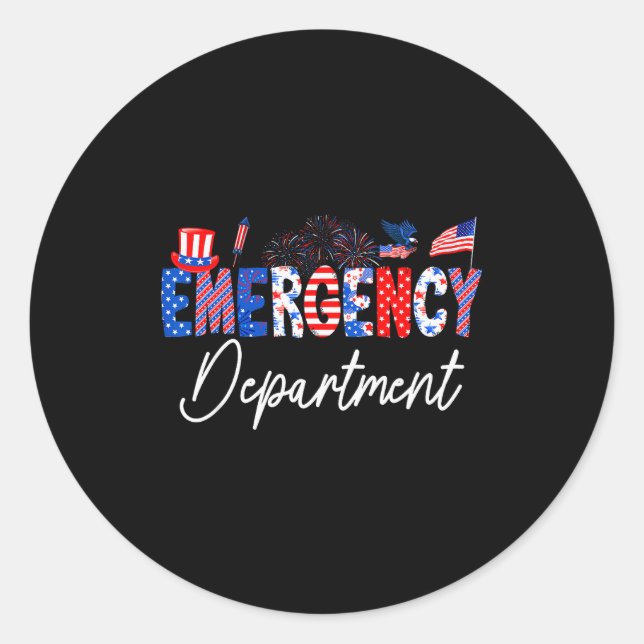 Adesivo Redondo Funny Emergency Department Er Nurse Usa Flag 4th O (Frente)
