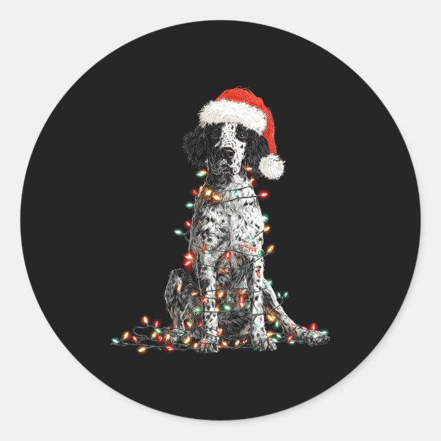 Adesivo Redondo Funny English Setter Christmas Graphics Dog Lights (Frente)