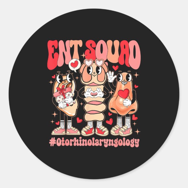 Adesivo Redondo Funny Ent Squad Otolaryngologist Ent Valentines Da (Frente)