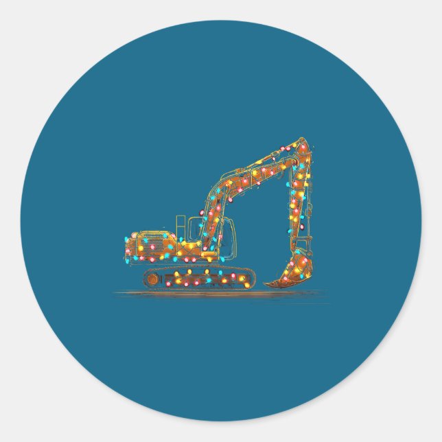 Adesivo Redondo Funny Excavator Christmas Graphics Lights Lover  (Frente)
