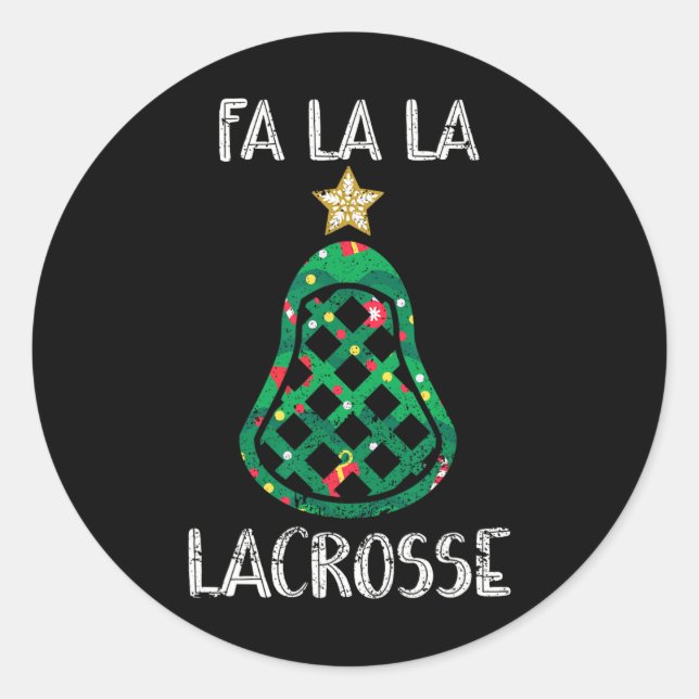 Adesivo Redondo Funny Fa La Lacrosse Player Lax Christmas (Frente)