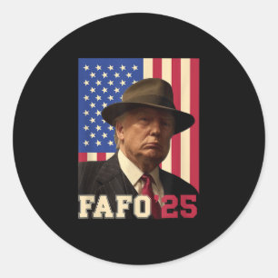 Adesivo Redondo Funny Fafo Trump Foto Usa Flag Vintage