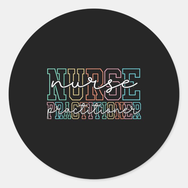 Adesivo Redondo Funny Family Nurse Practitioner Np Nursing Day Nur (Frente)