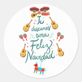 Adesivo Redondo Funny feliz navidad