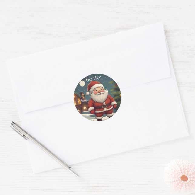 Adesivo Redondo Funny Festive Santa Ho Ho Merry Christmas Sticker (Envelope)