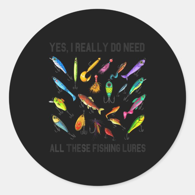 Adesivo Redondo Funny Fishing Lures Gift For Fisherman Angler Fish (Frente)