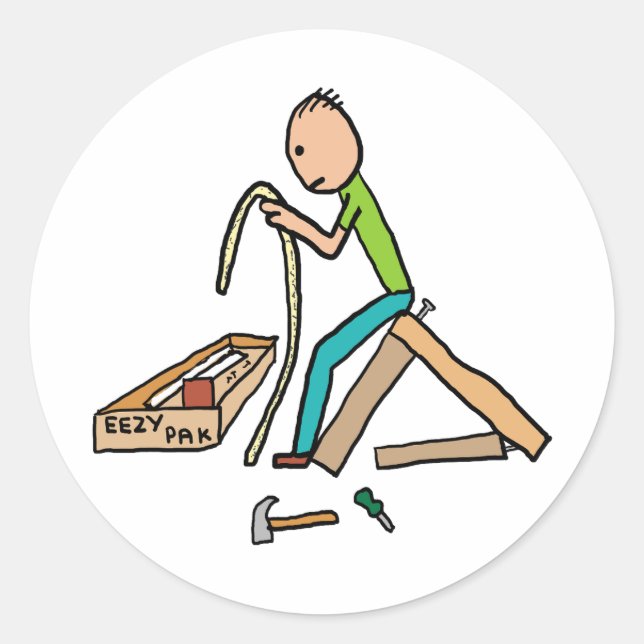 Adesivo Redondo Funny Flat Pack Self-Assembly (Frente)