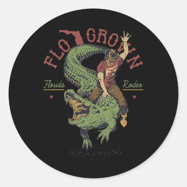Adesivo Redondo Funny Flo Grown Florida Rodeo (Frente)