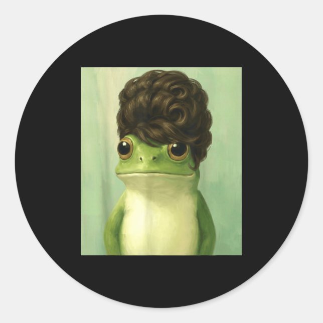 Adesivo Redondo Funny Frog Beehive Bob Haircut Meme  (Frente)