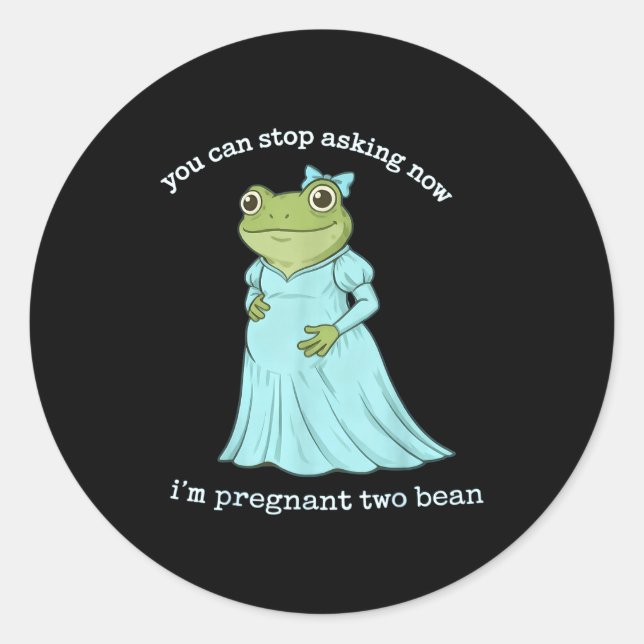 Adesivo Redondo Funny Frog Pregnancy Announcement Medieval Pregnan (Frente)